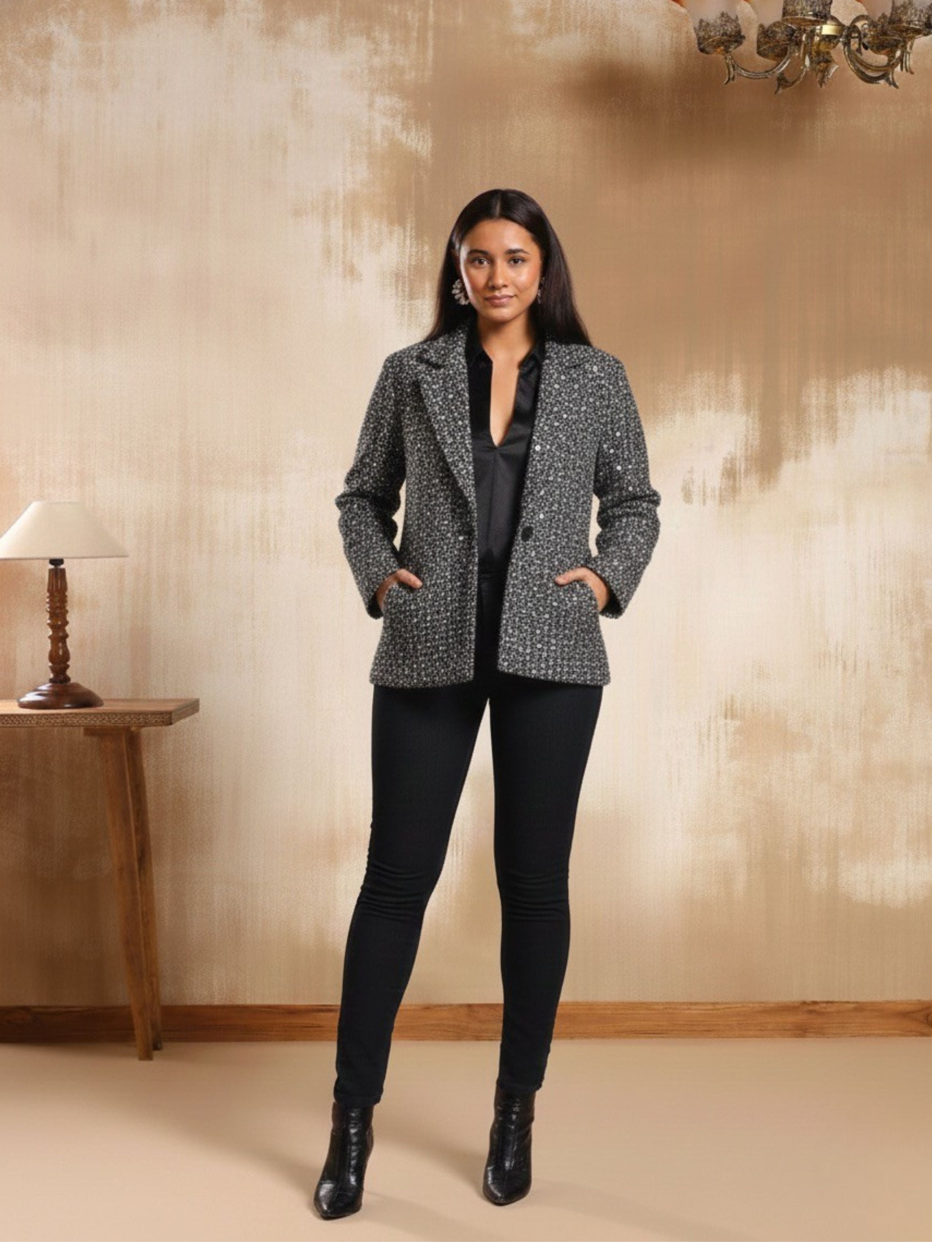 Blair Silver Tweed Short Coat