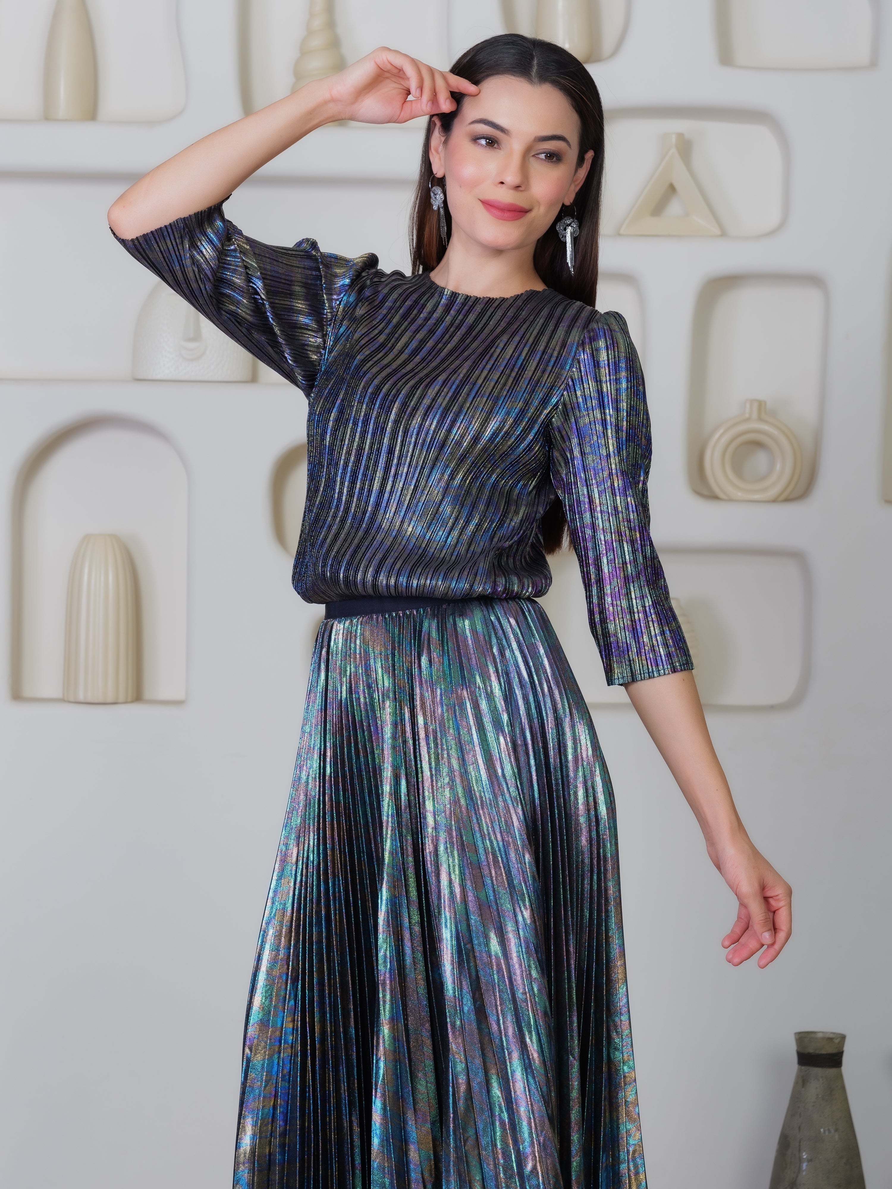 Mirage Metallic Skirt Set