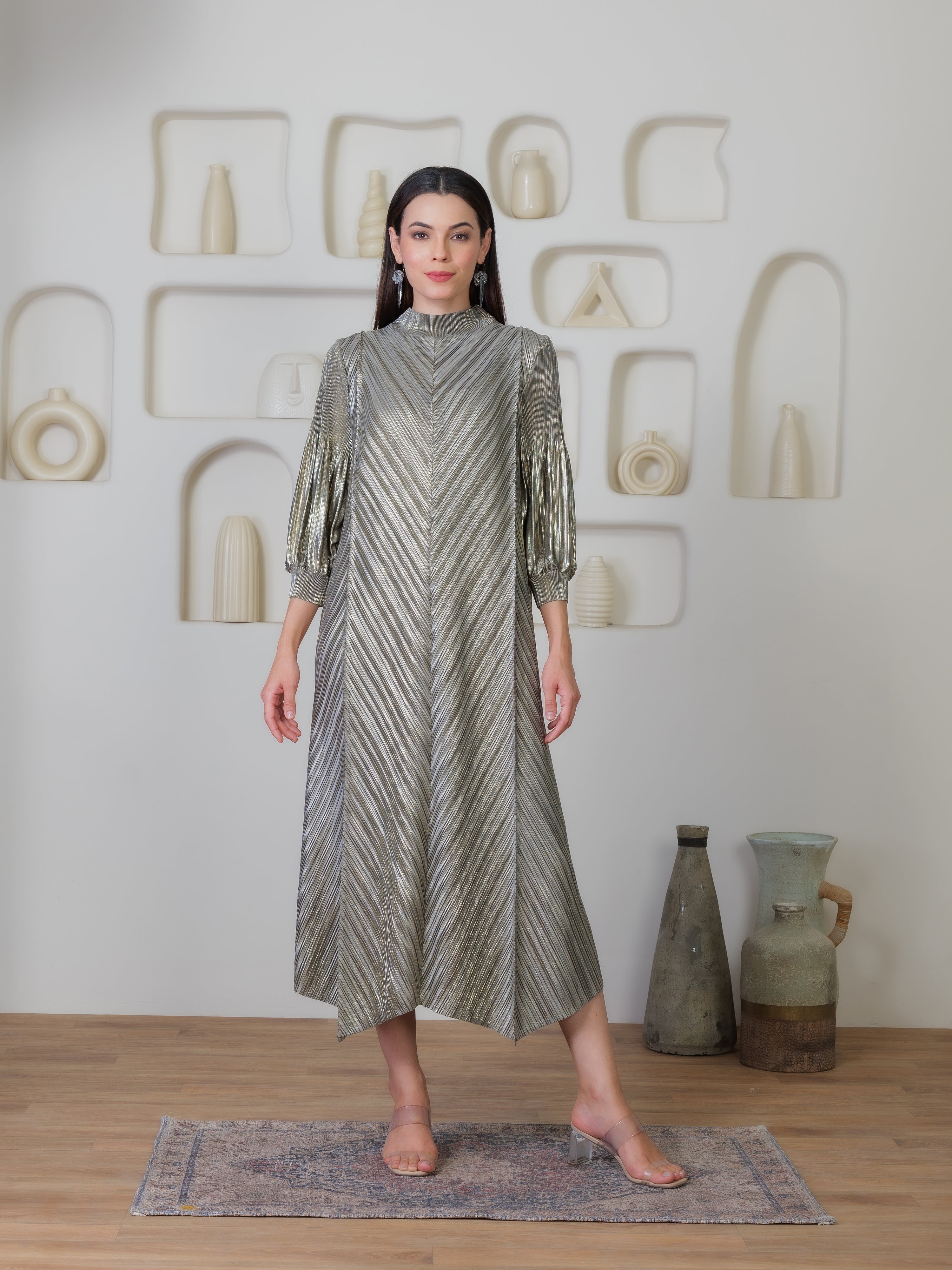 Nahria Metallic Dress