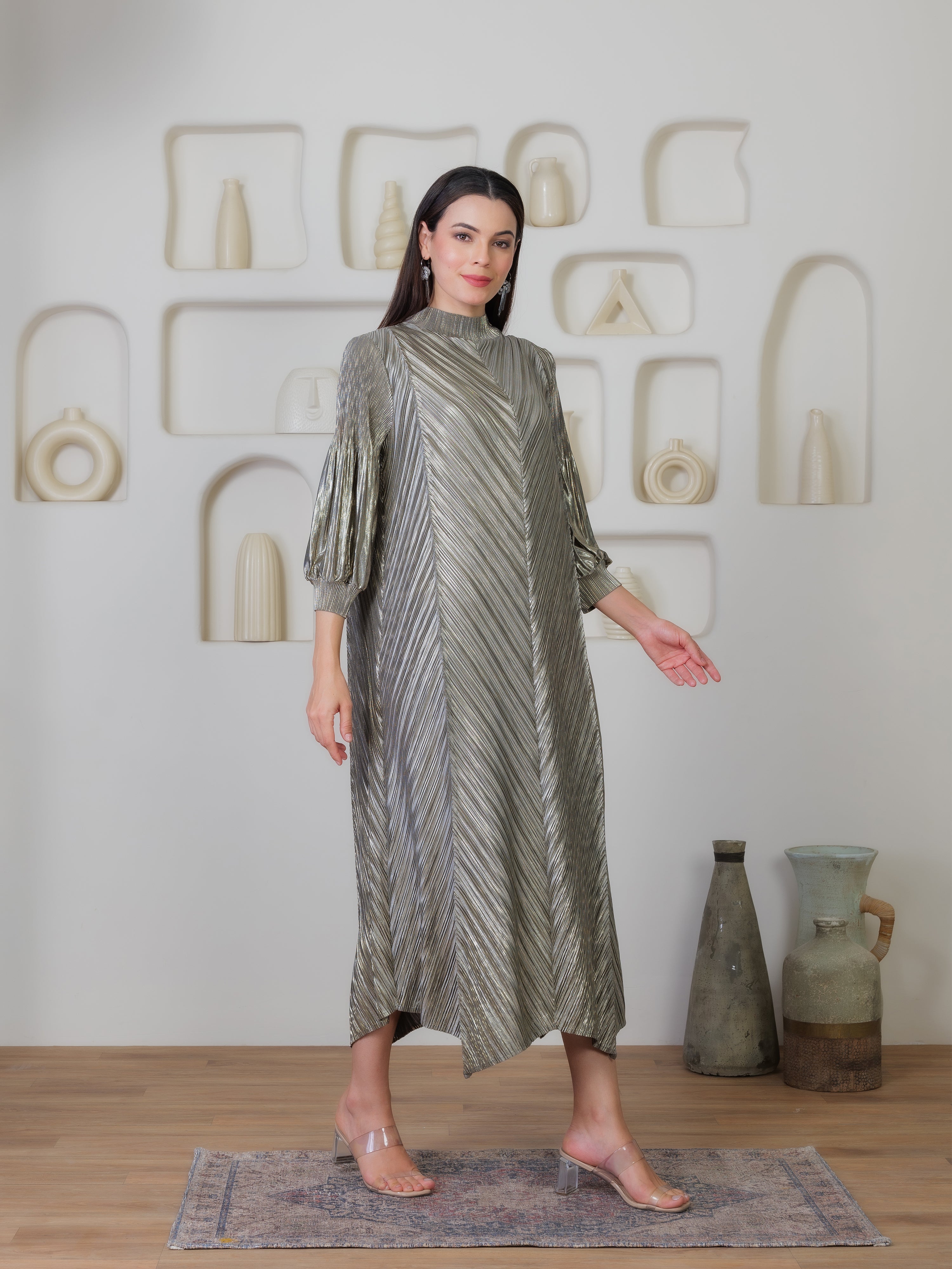 Nahria Metallic Dress