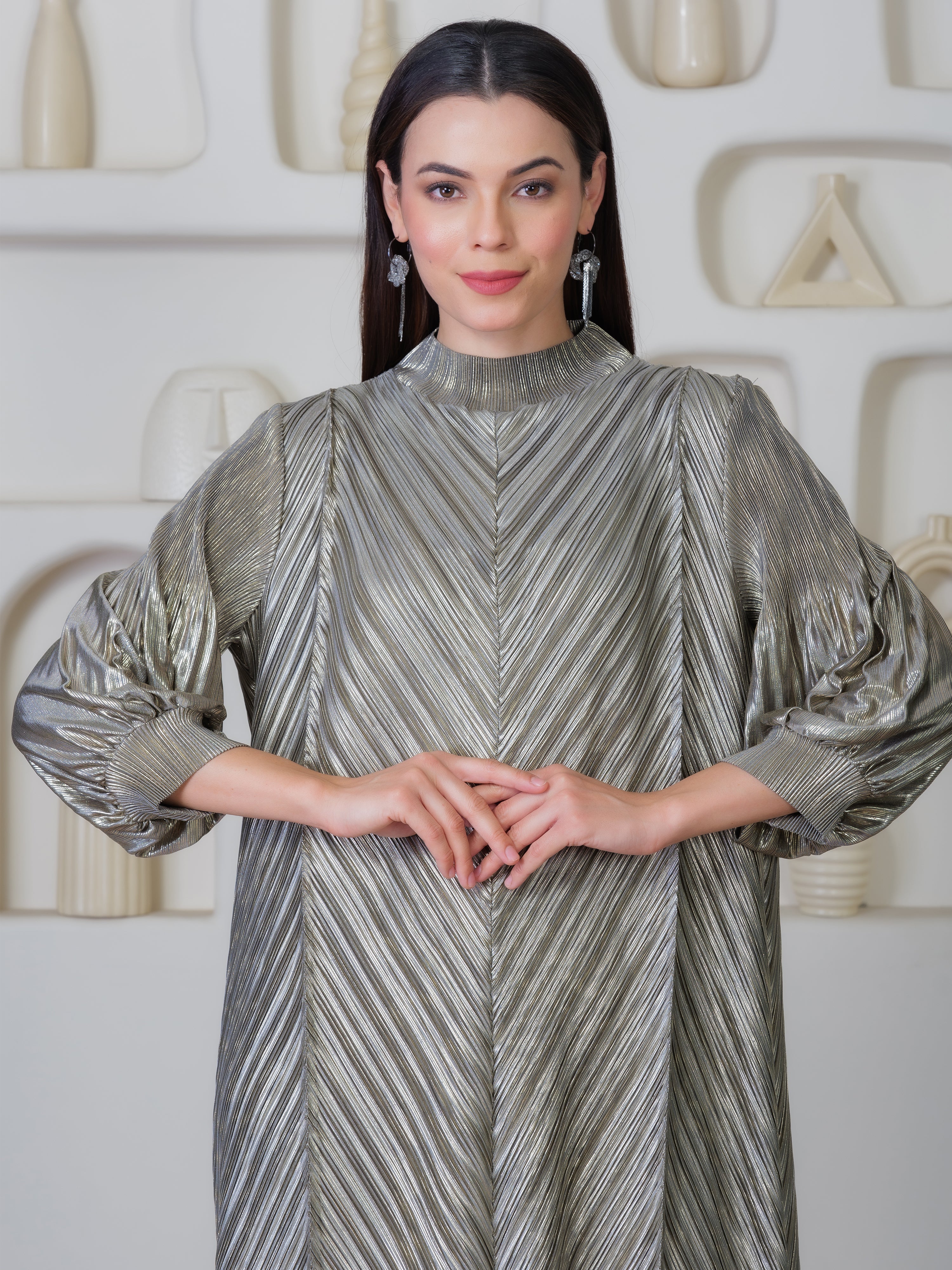 Nahria Metallic Dress