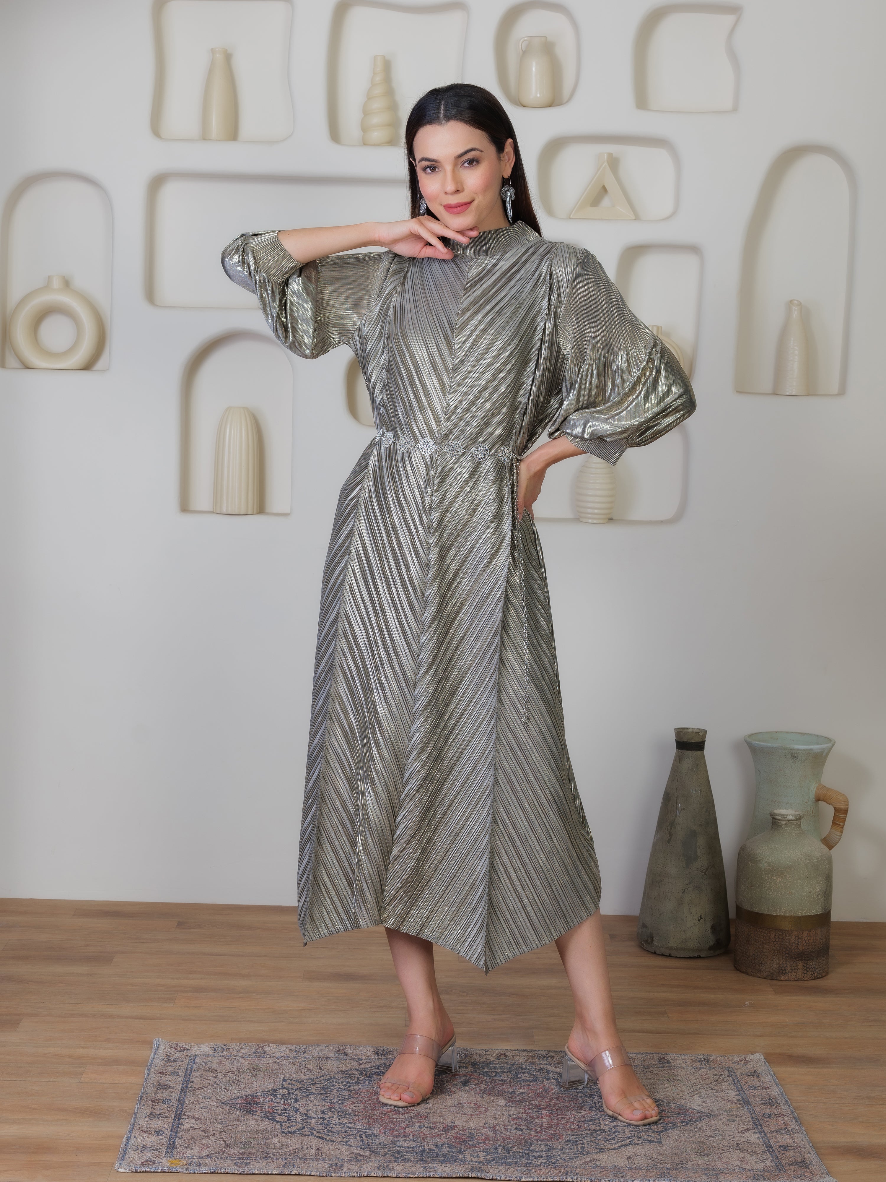 Nahria Metallic Dress