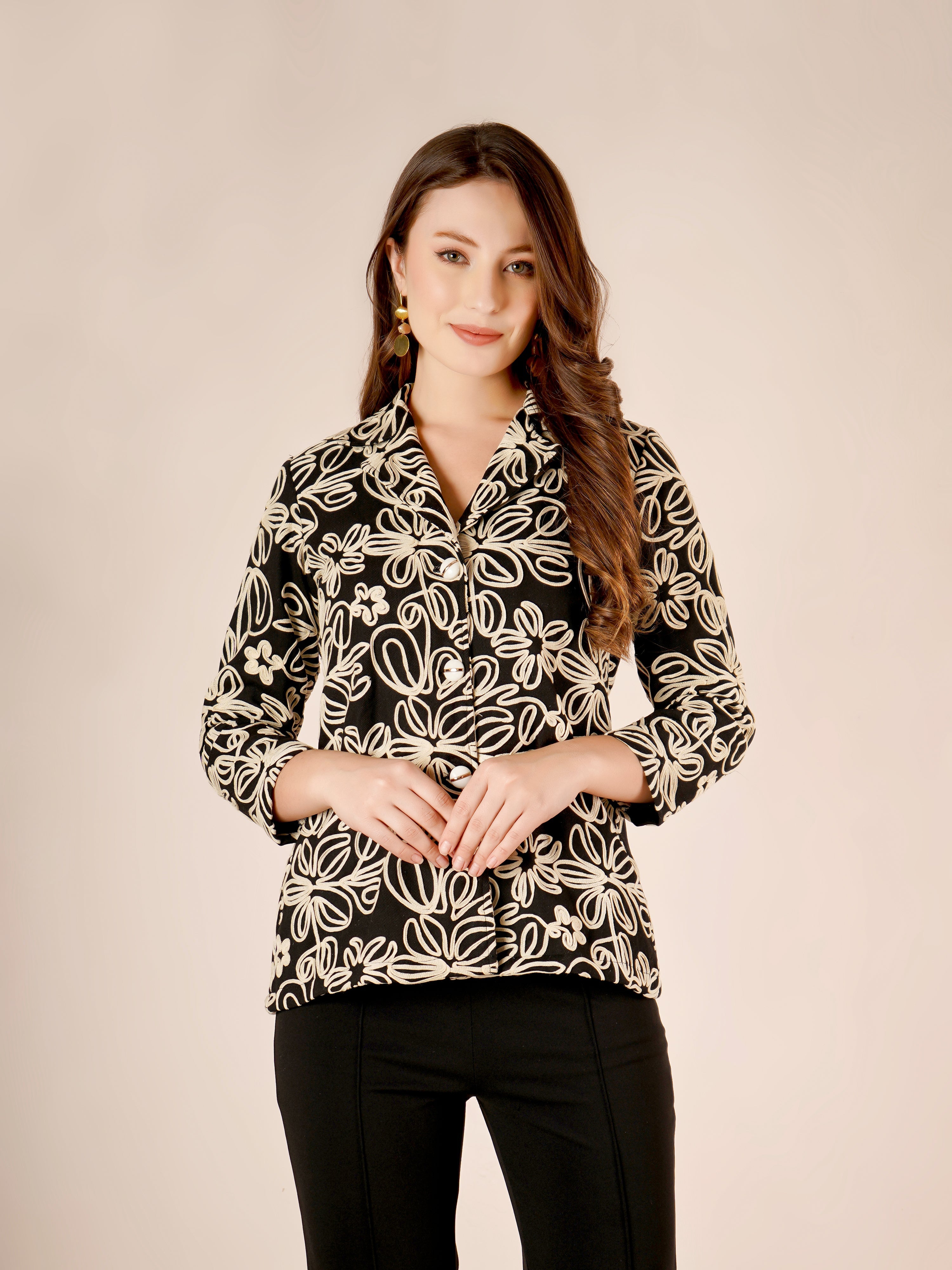 Maverick Denim Top In Black Colour