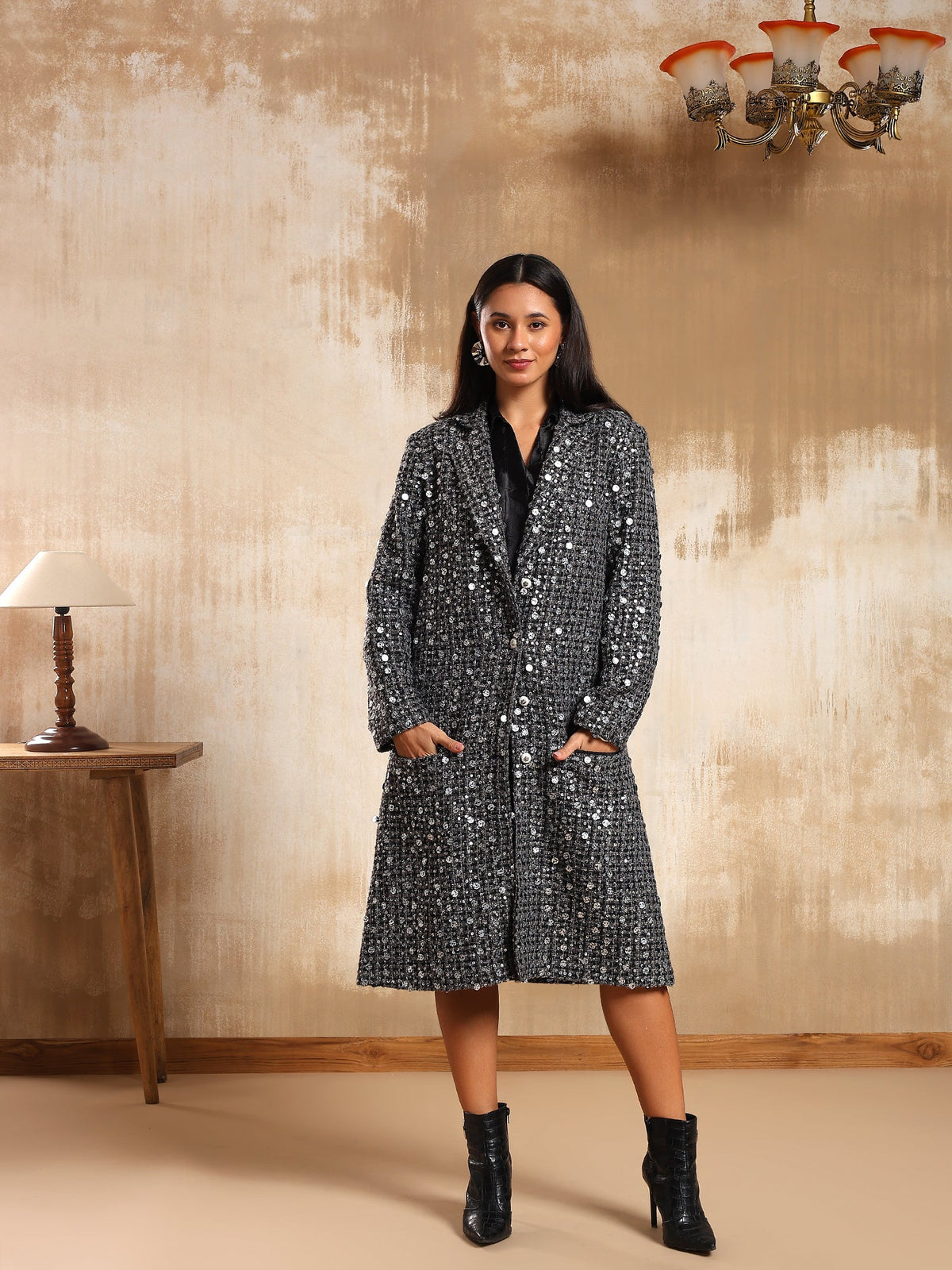 Blair Silver Tweed Coat