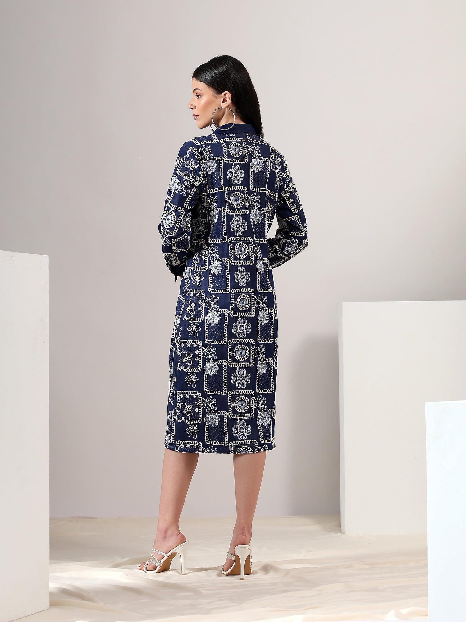 Luminara Dress-Denim Dress With Embellishments.