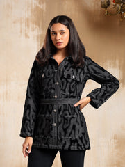 Reva Velvet Textured Denim Jacket