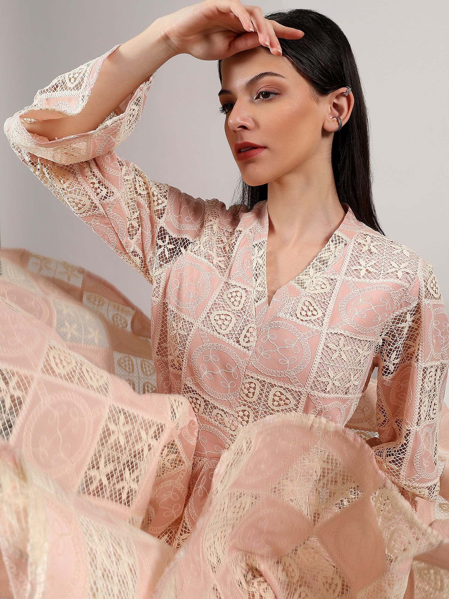 Rosé Whisper – Embroidered Maxi Dress