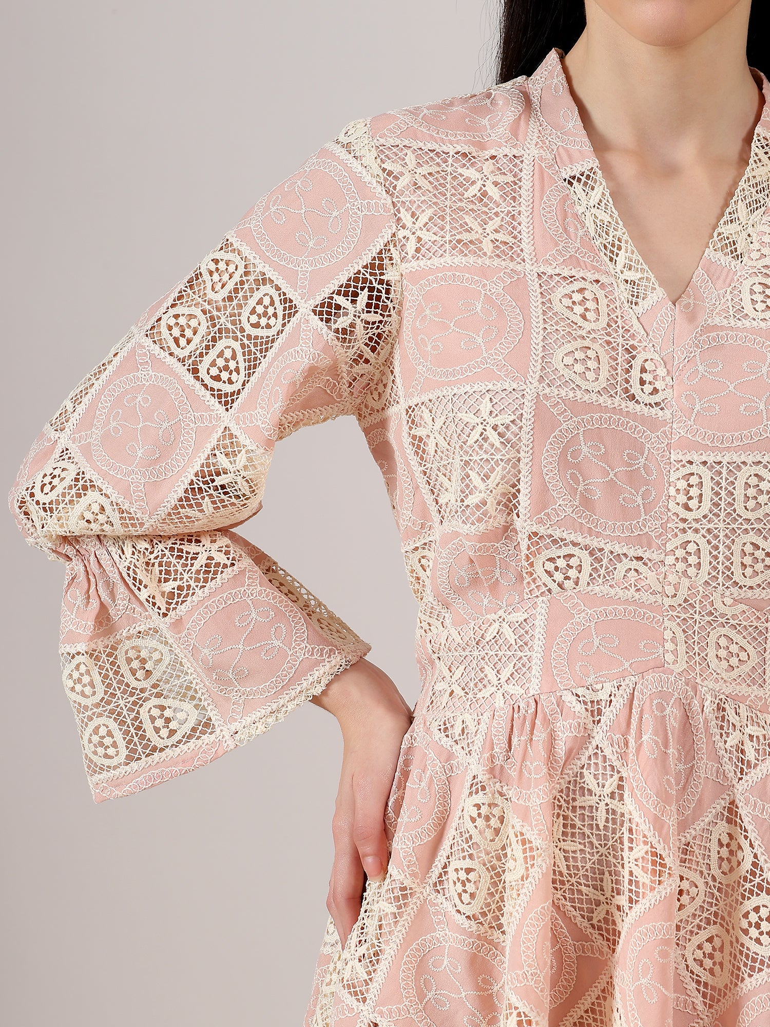 Rosé Whisper – Embroidered Maxi Dress