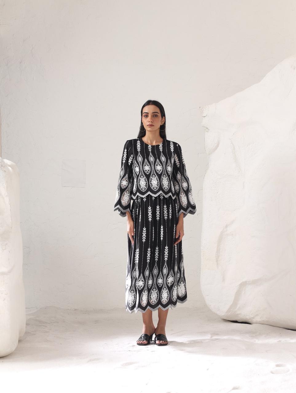Vyra Cutwork Skirt set