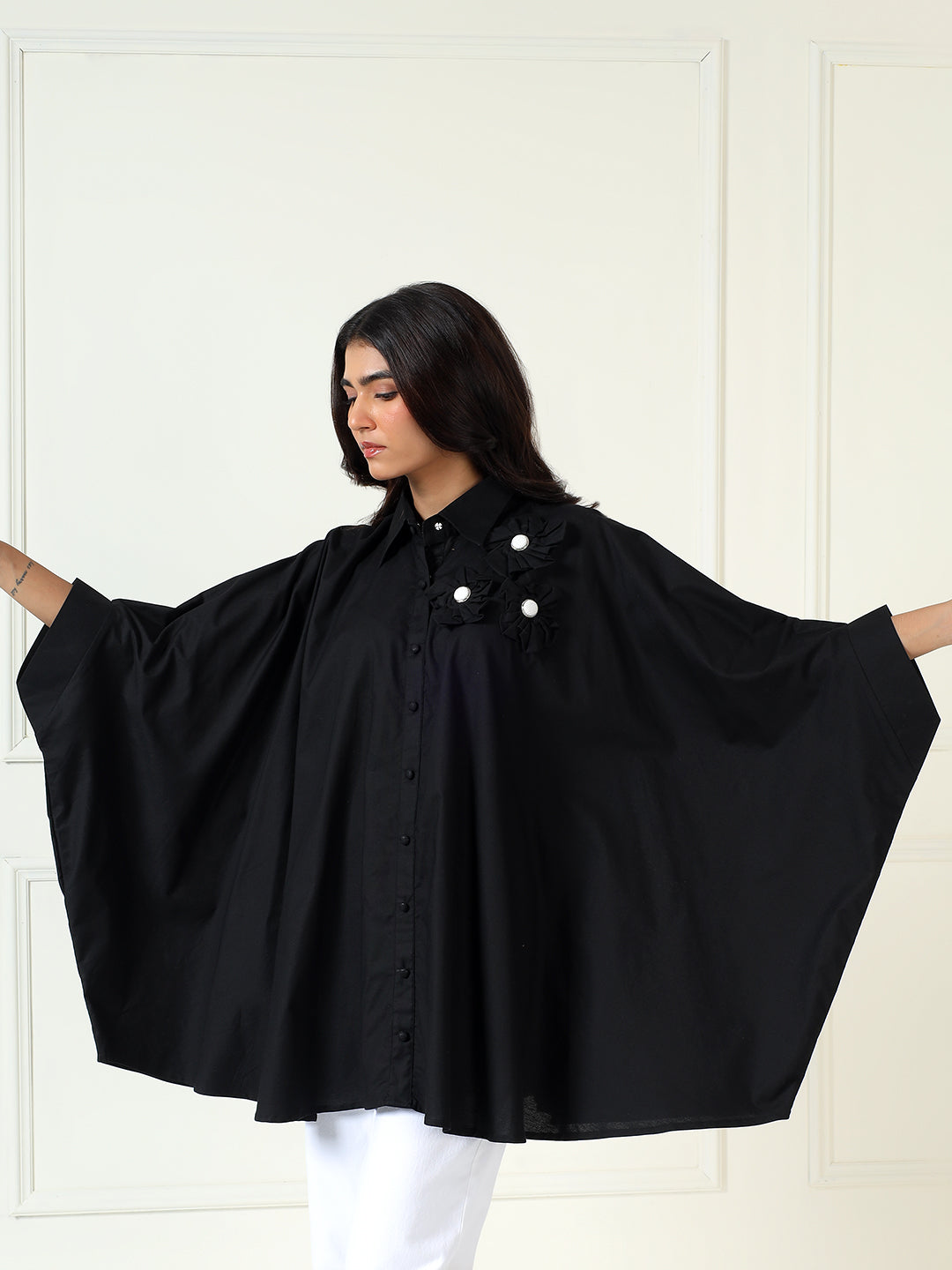 Denim Bloom Shirt In Black