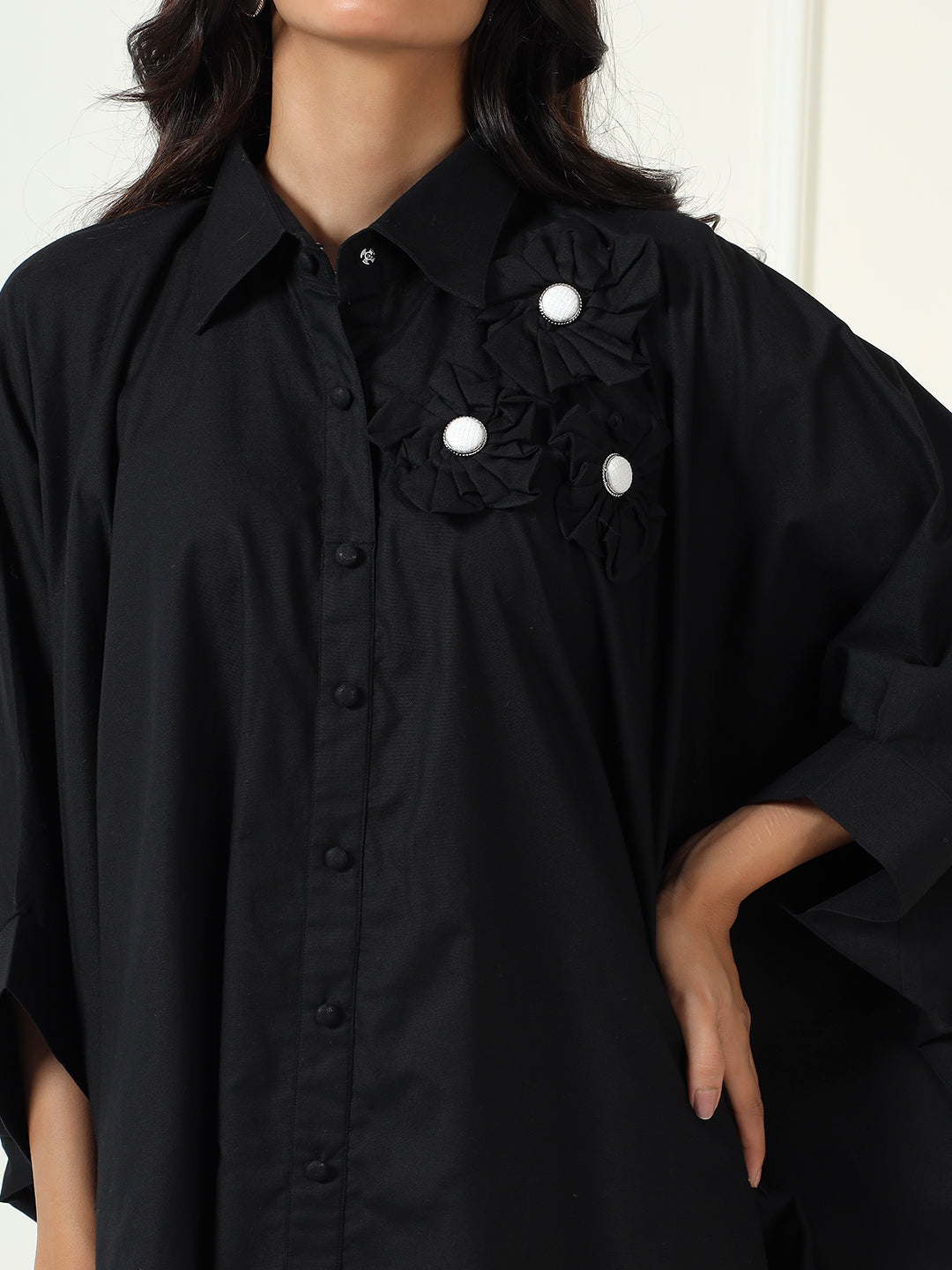Denim Bloom Shirt In Black